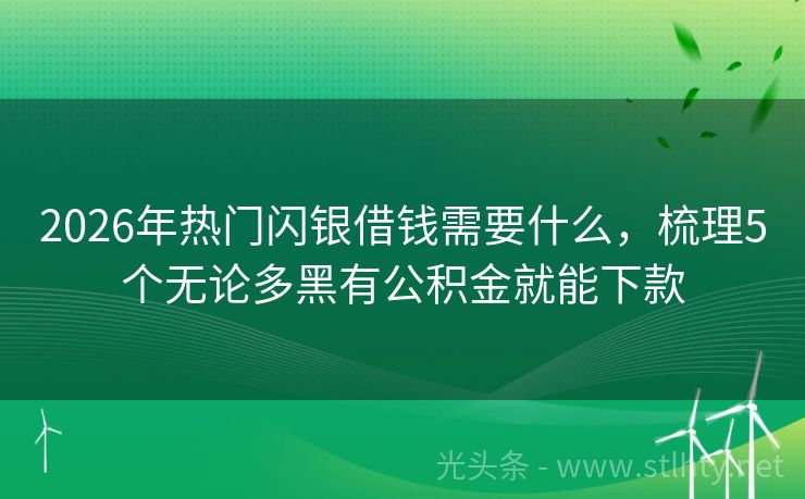 2026年热门闪银借钱需要什么，梳理5个无论多黑有公积金就能下款