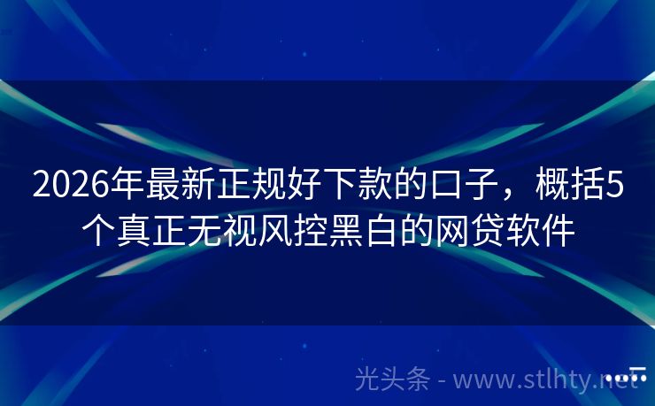 2026年最新正规好下款的口子，概括5个真正无视风控黑白的网贷软件