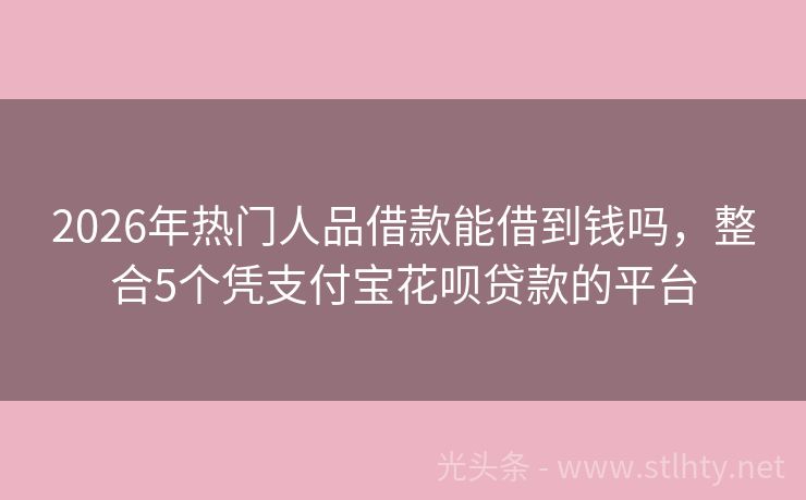 2026年热门人品借款能借到钱吗，整合5个凭支付宝花呗贷款的平台