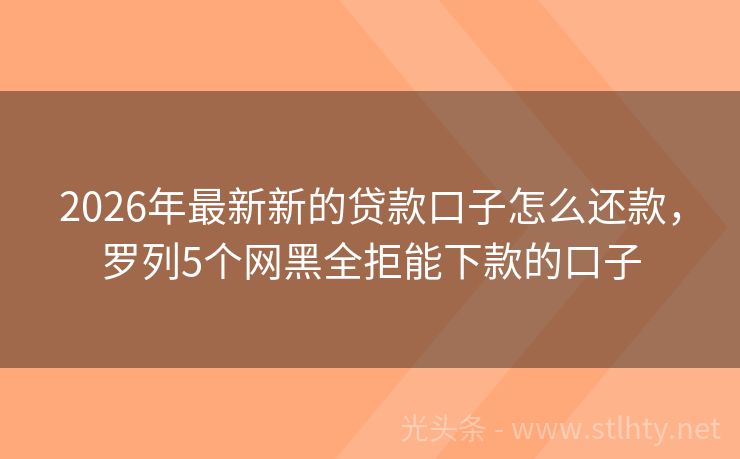 2026年最新新的贷款口子怎么还款，罗列5个网黑全拒能下款的口子