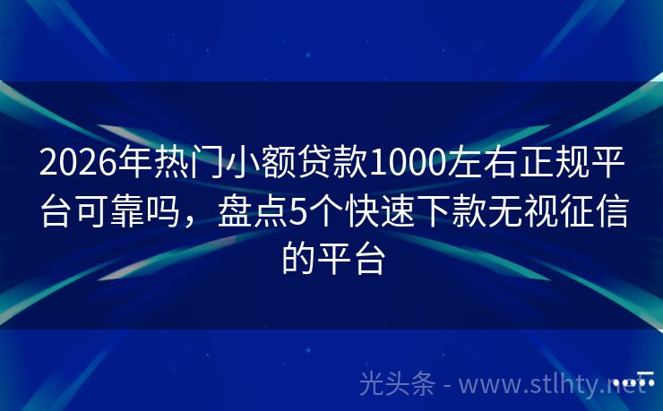 2026年热门小额贷款1000左右正规平台可靠吗，盘点5个快速下款无视征信的平台