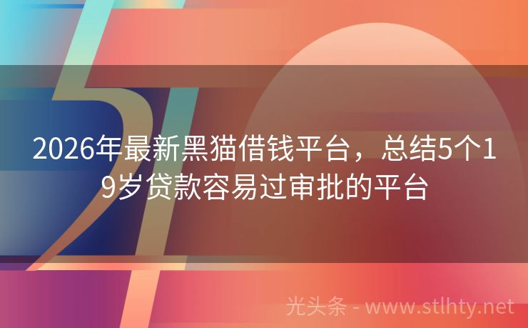 2026年最新黑猫借钱平台，总结5个19岁贷款容易过审批的平台