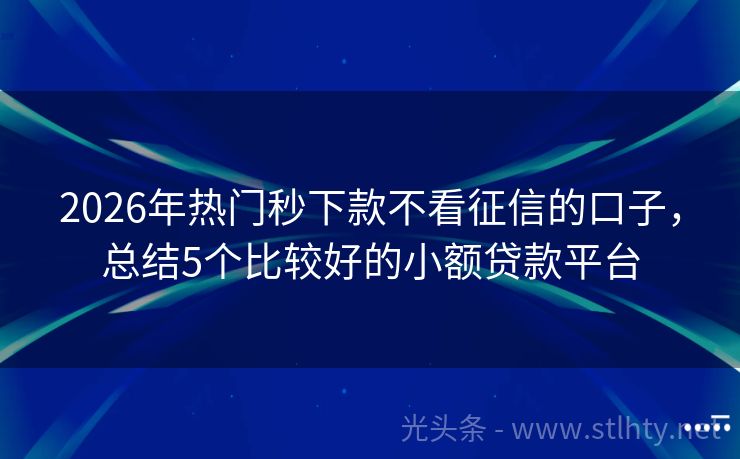 2026年热门秒下款不看征信的口子,总结5个比较好的小额贷款平台