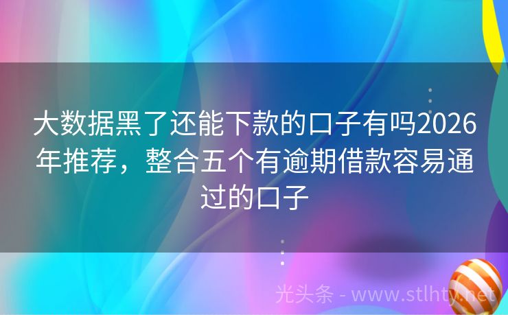 大数据黑了还能下款的口子有吗2026年推荐，整合五个有逾期借款容易通过的口子