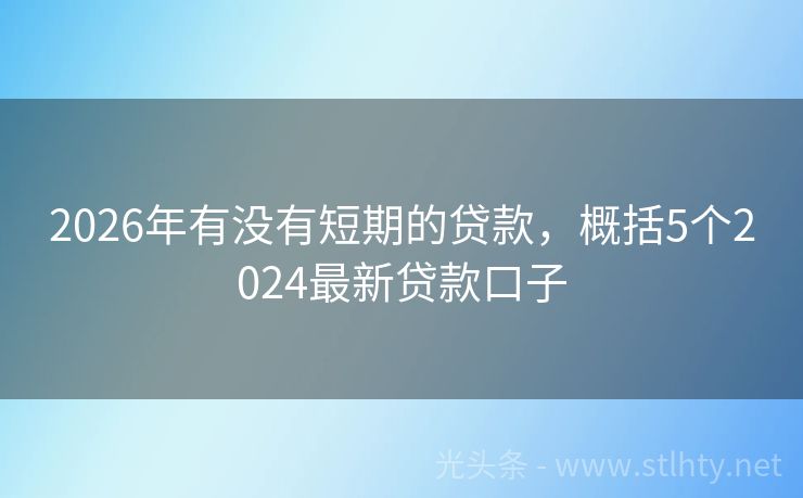 2026年有没有短期的贷款，概括5个2024最新贷款口子