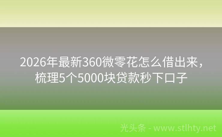 2026年最新360微零花怎么借出来，梳理5个5000块贷款秒下口子
