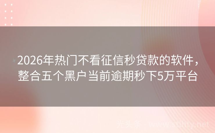 2026年热门不看征信秒贷款的软件，整合五个黑户当前逾期秒下5万平台
