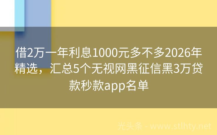 借2万一年利息1000元多不多2026年精选，汇总5个无视网黑征信黑3万贷款秒款app名单
