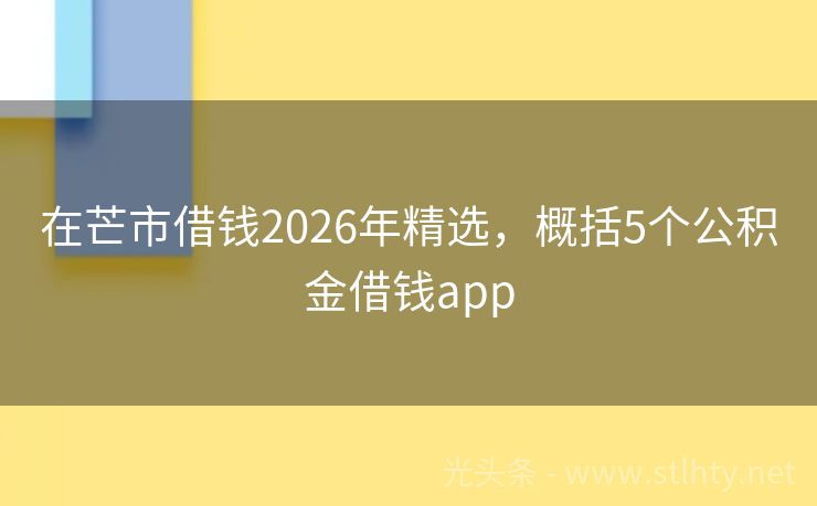 在芒市借钱2026年精选，概括5个公积金借钱app