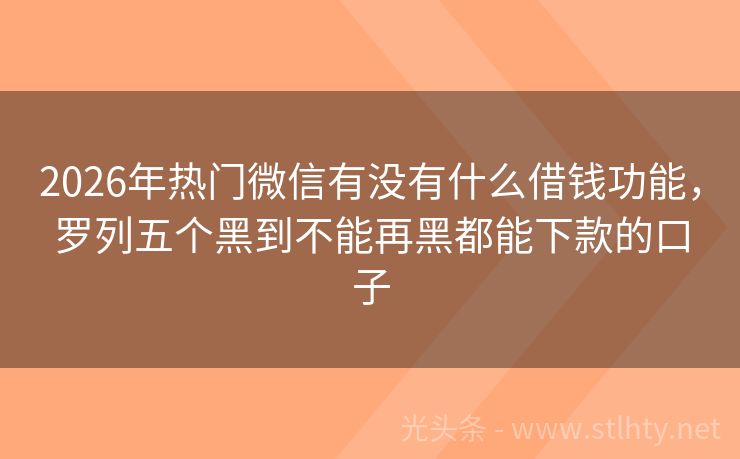2026年热门微信有没有什么借钱功能，罗列五个黑到不能再黑都能下款的口子