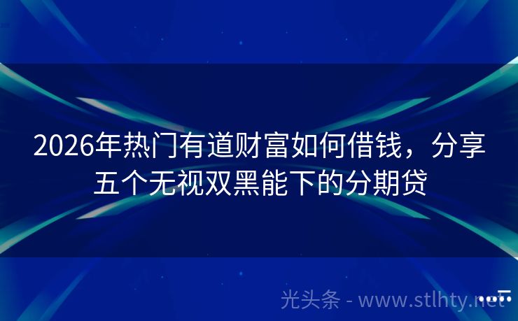2026年热门有道财富如何借钱，分享五个无视双黑能下的分期贷