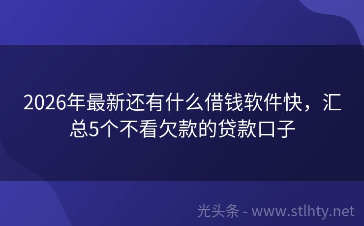 2026年最新还有什么借钱软件快，汇总5个不看欠款的贷款口子