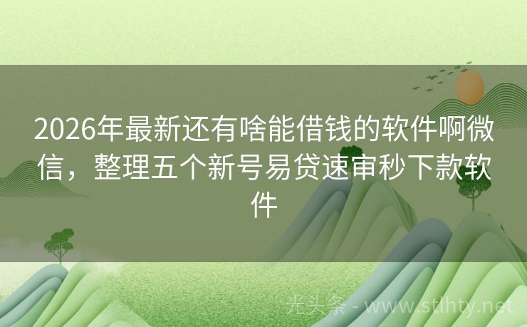 2026年最新还有啥能借钱的软件啊微信，整理五个新号易贷速审秒下款软件