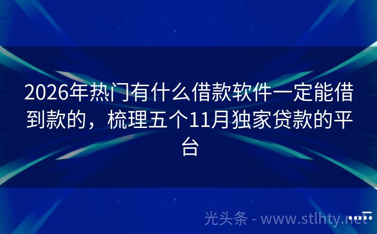 2026年热门有什么借款软件一定能借到款的，梳理五个11月独家贷款的平台