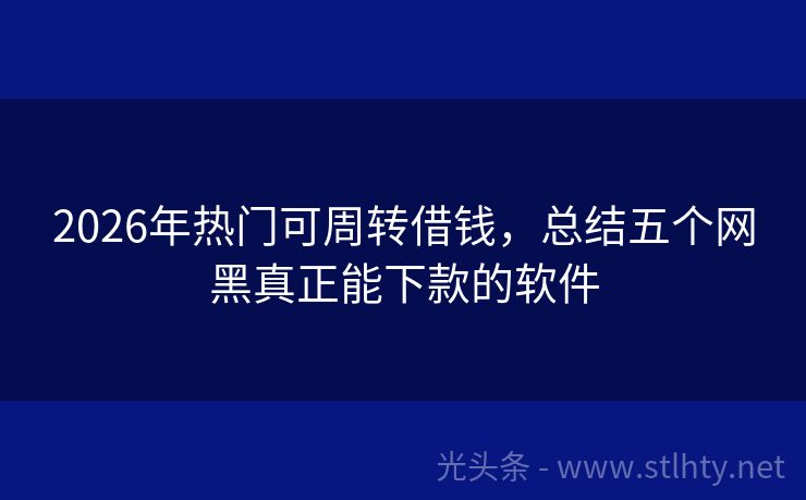 2026年热门可周转借钱，总结五个网黑真正能下款的软件