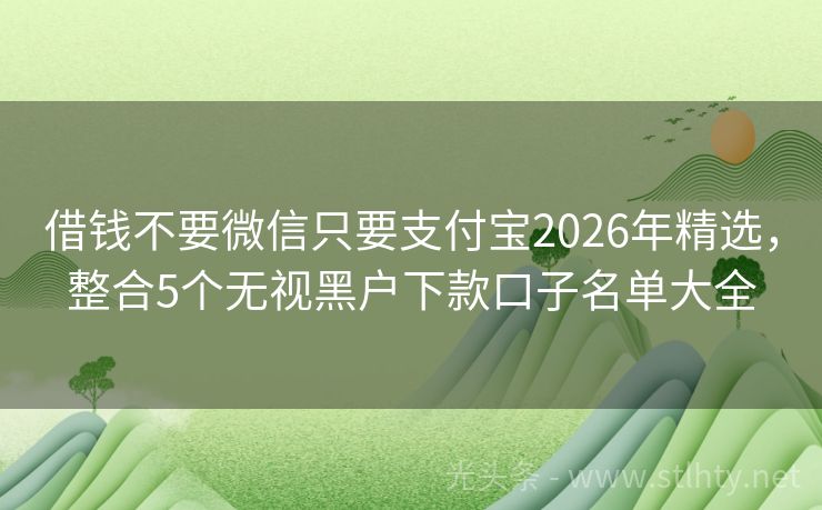 借钱不要微信只要支付宝2026年精选,整合5个无视黑户下款口子名单大全