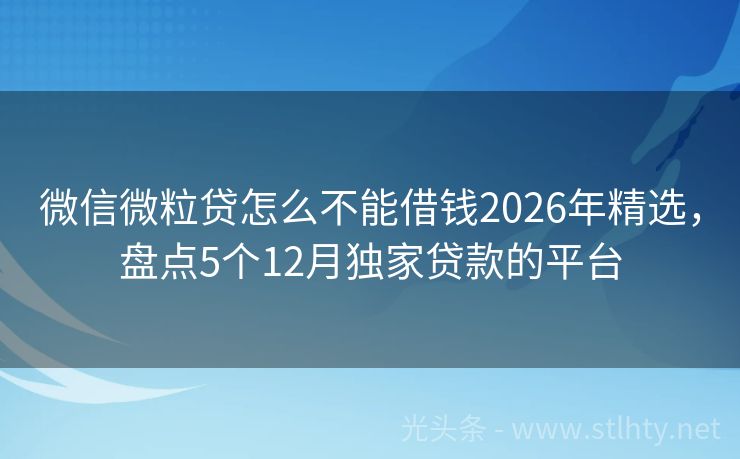 微信微粒贷怎么不能借钱2026年精选，盘点5个12月独家贷款的平台