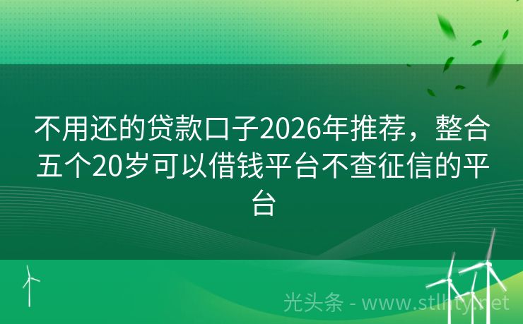 不用还的贷款口子2026年推荐，整合五个20岁可以借钱平台不查征信的平台