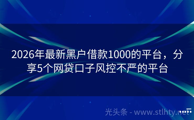 2026年最新黑户借款1000的平台，分享5个网贷口子风控不严的平台