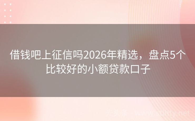 借钱吧上征信吗2026年精选，盘点5个比较好的小额贷款口子