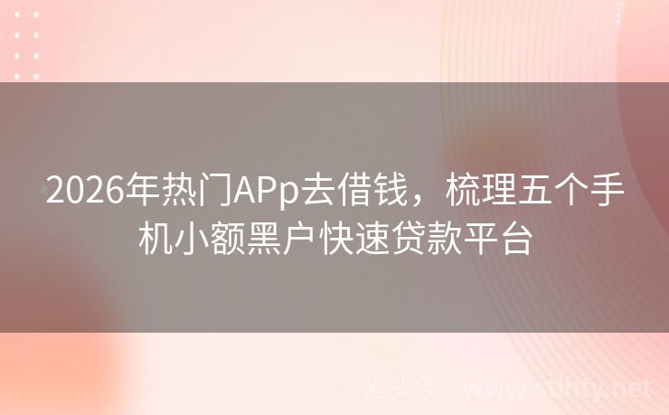 2026年热门APp去借钱，梳理五个手机小额黑户快速贷款平台