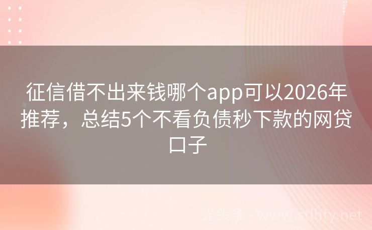 征信借不出来钱哪个app可以2026年推荐，总结5个不看负债秒下款的网贷口子