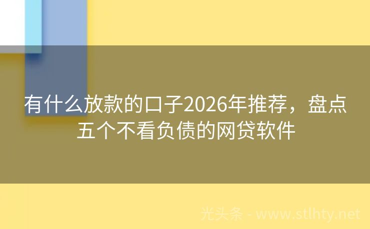 有什么放款的口子2026年推荐，盘点五个不看负债的网贷软件