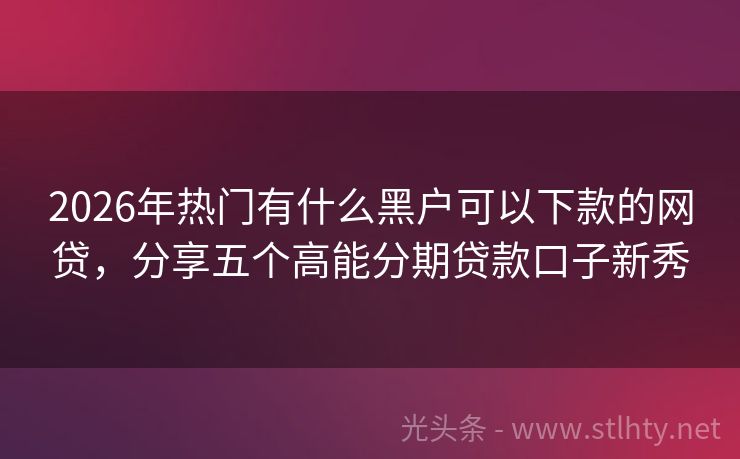 2026年热门有什么黑户可以下款的网贷，分享五个高能分期贷款口子新秀