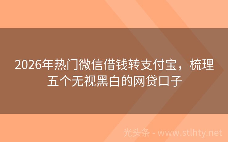 2026年热门微信借钱转支付宝，梳理五个无视黑白的网贷口子