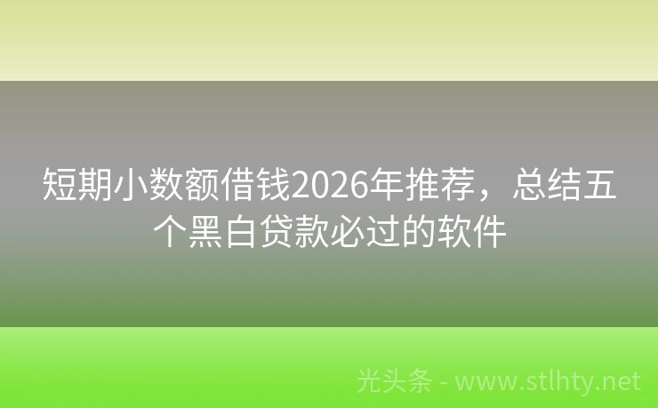 短期小数额借钱2026年推荐，总结五个黑白贷款必过的软件