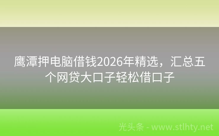 鹰潭押电脑借钱2026年精选，汇总五个网贷大口子轻松借口子