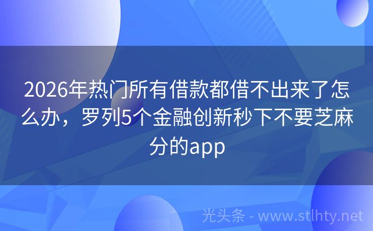 2026年热门所有借款都借不出来了怎么办，罗列5个金融创新秒下不要芝麻分的app