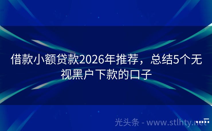 借款小额贷款2026年推荐，总结5个无视黑户下款的口子