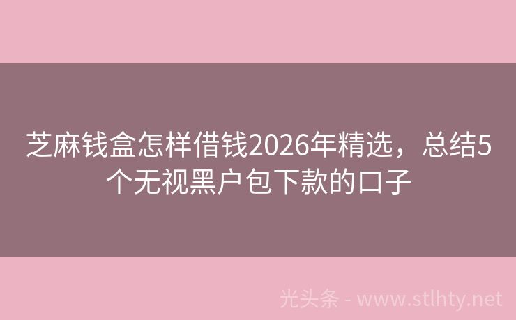 芝麻钱盒怎样借钱2026年精选，总结5个无视黑户包下款的口子
