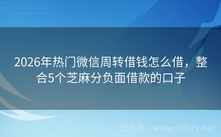 2026年热门微信周转借钱怎么借，整合5个芝麻分负面借款的口子