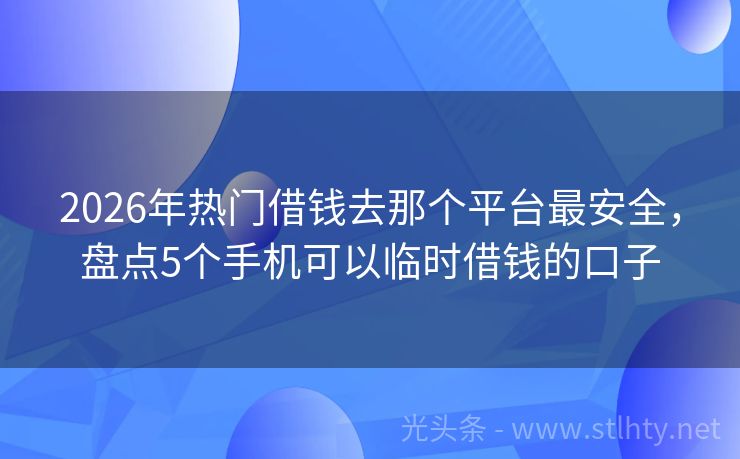 2026年热门借钱去那个平台最安全，盘点5个手机可以临时借钱的口子