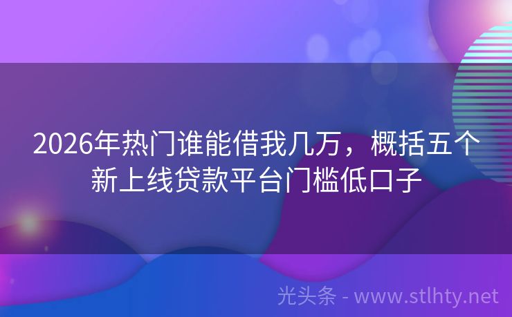 2026年热门谁能借我几万，概括五个新上线贷款平台门槛低口子