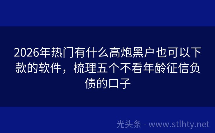 2026年热门有什么高炮黑户也可以下款的软件，梳理五个不看年龄征信负债的口子