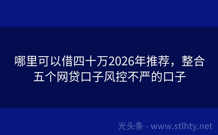 哪里可以借四十万2026年推荐，整合五个网贷口子风控不严的口子