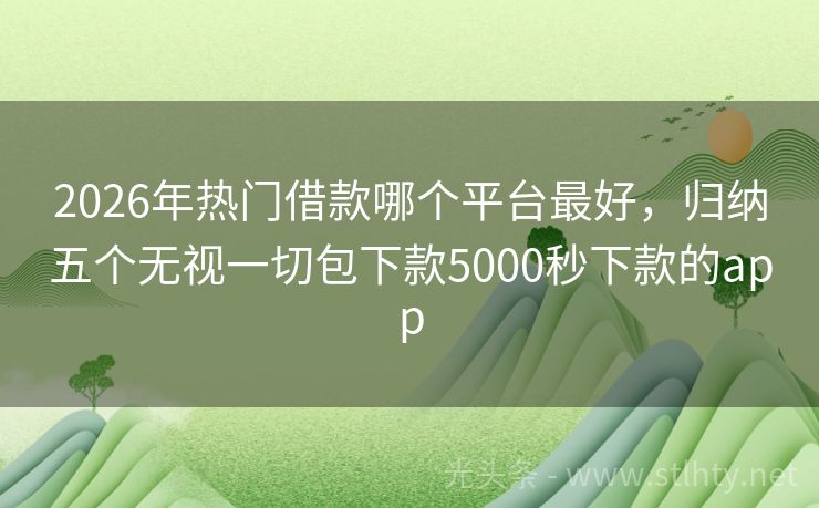 2026年热门借款哪个平台最好，归纳五个无视一切包下款5000秒下款的app