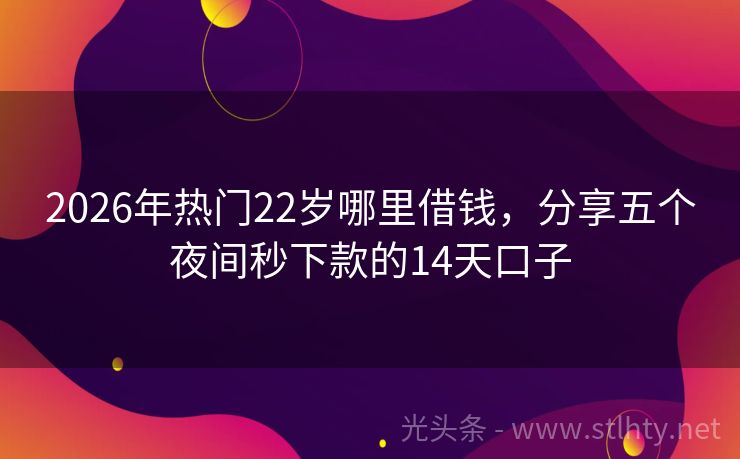 2026年热门22岁哪里借钱，分享五个夜间秒下款的14天口子