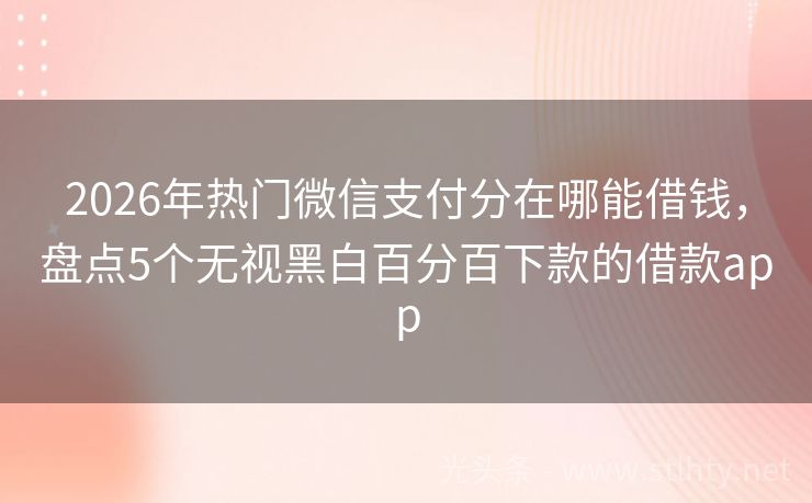 2026年热门微信支付分在哪能借钱，盘点5个无视黑白百分百下款的借款app