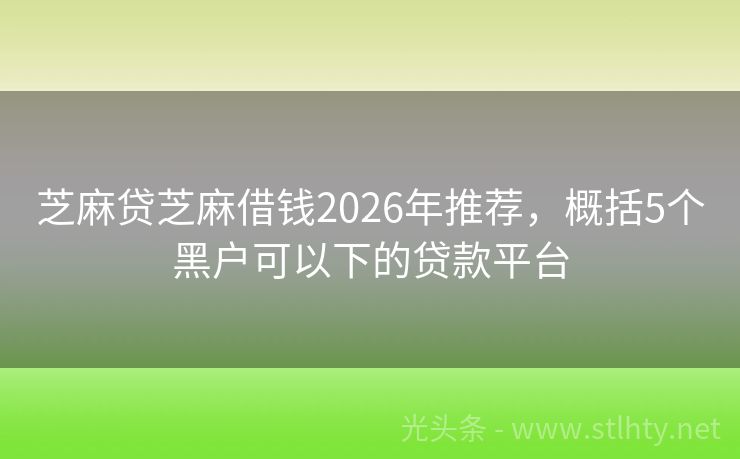 芝麻贷芝麻借钱2026年推荐，概括5个黑户可以下的贷款平台