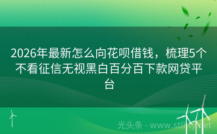 2026年最新怎么向花呗借钱，梳理5个不看征信无视黑白百分百下款网贷平台