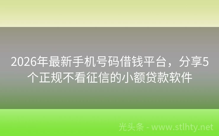 2026年最新手机号码借钱平台，分享5个正规不看征信的小额贷款软件