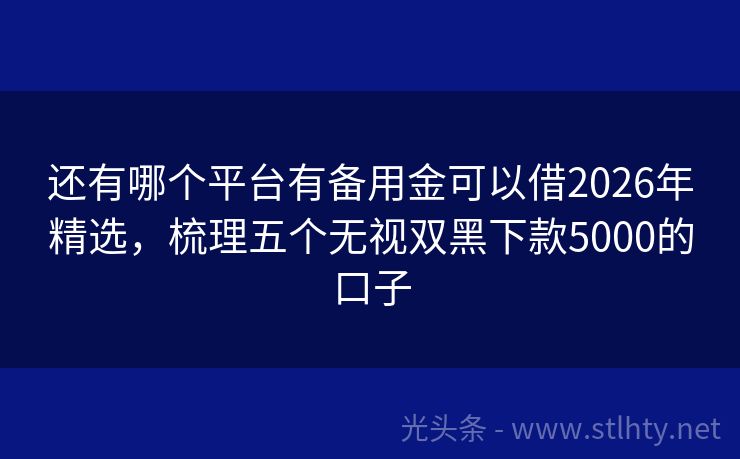 还有哪个平台有备用金可以借2026年精选，梳理五个无视双黑下款5000的口子