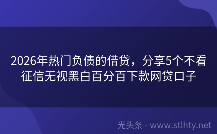 2026年热门负债的借贷，分享5个不看征信无视黑白百分百下款网贷口子