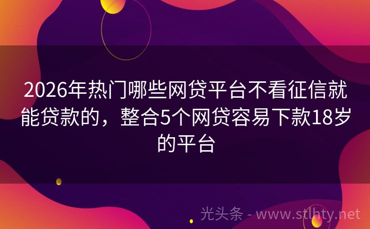 2026年热门哪些网贷平台不看征信就能贷款的，整合5个网贷容易下款18岁的平台