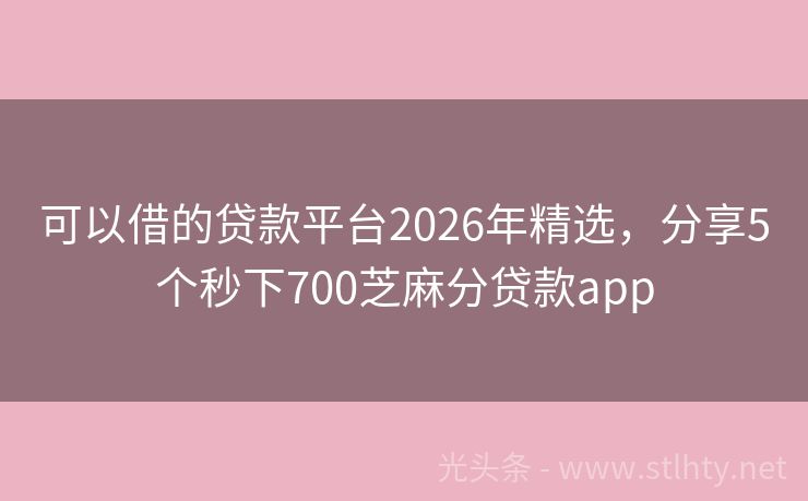 可以借的贷款平台2026年精选，分享5个秒下700芝麻分贷款app