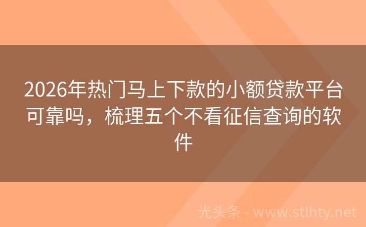 2026年热门马上下款的小额贷款平台可靠吗，梳理五个不看征信查询的软件